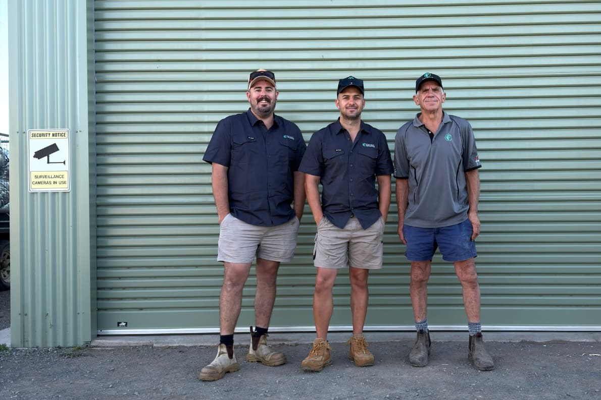 The Favero Air Conditioning team outside their Griffith shed
